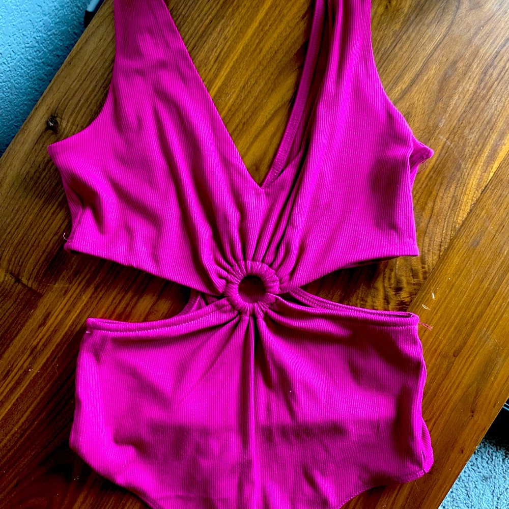 Deep Pink Cut Out Body Suit